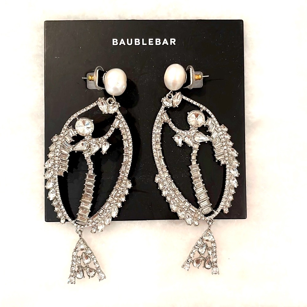 BaubleBar crystal pearl fish earrings